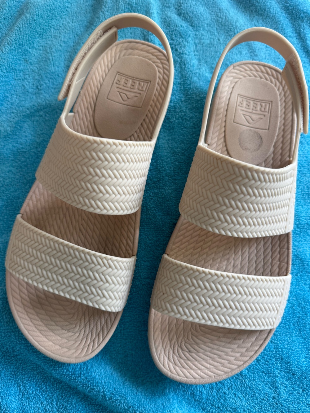 Reef Cream Braided Double-Strap Slide Sandals